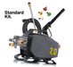 Pressure washer with various attachments on a white background