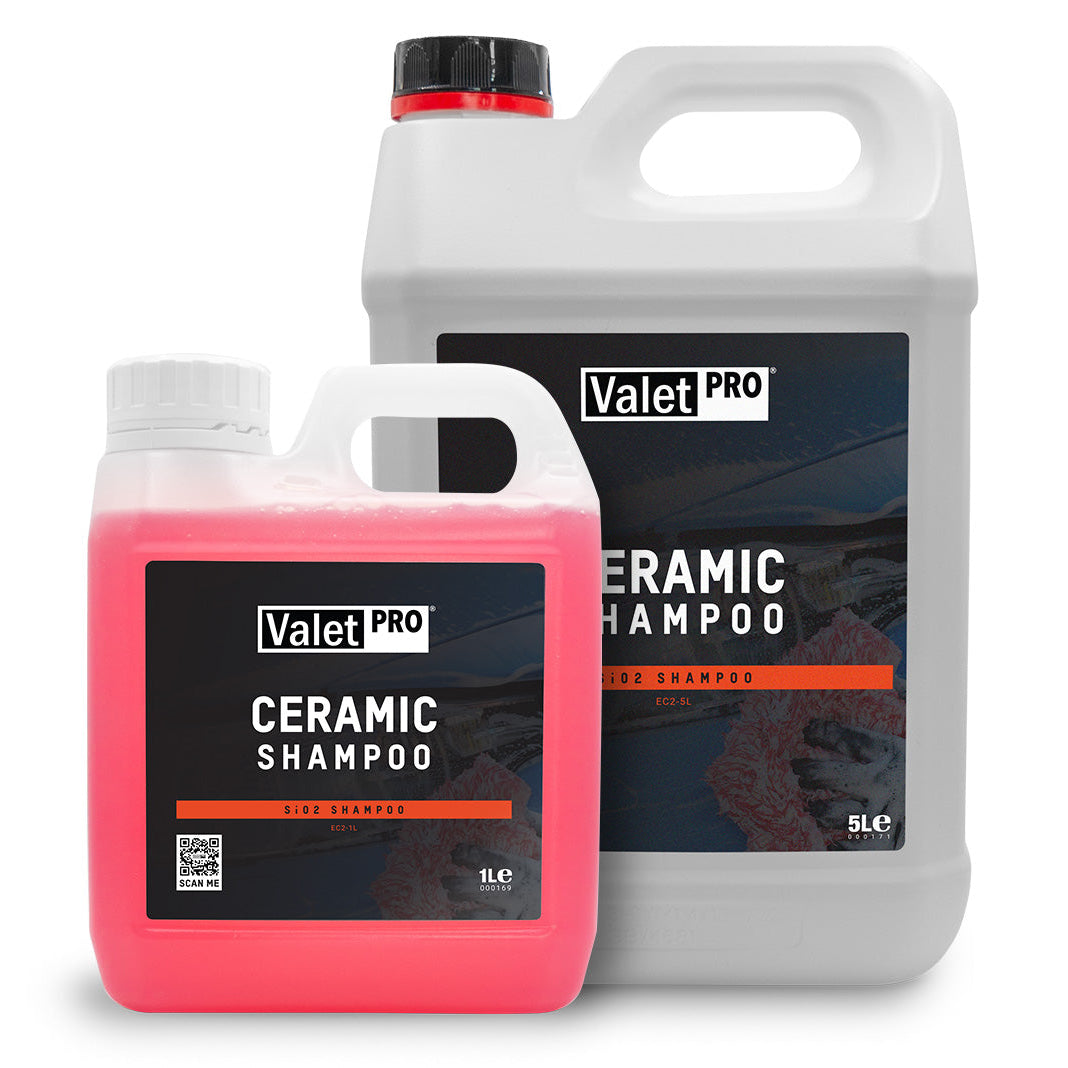 Two bottles of Valet Pro ceramic shampoo on a white background