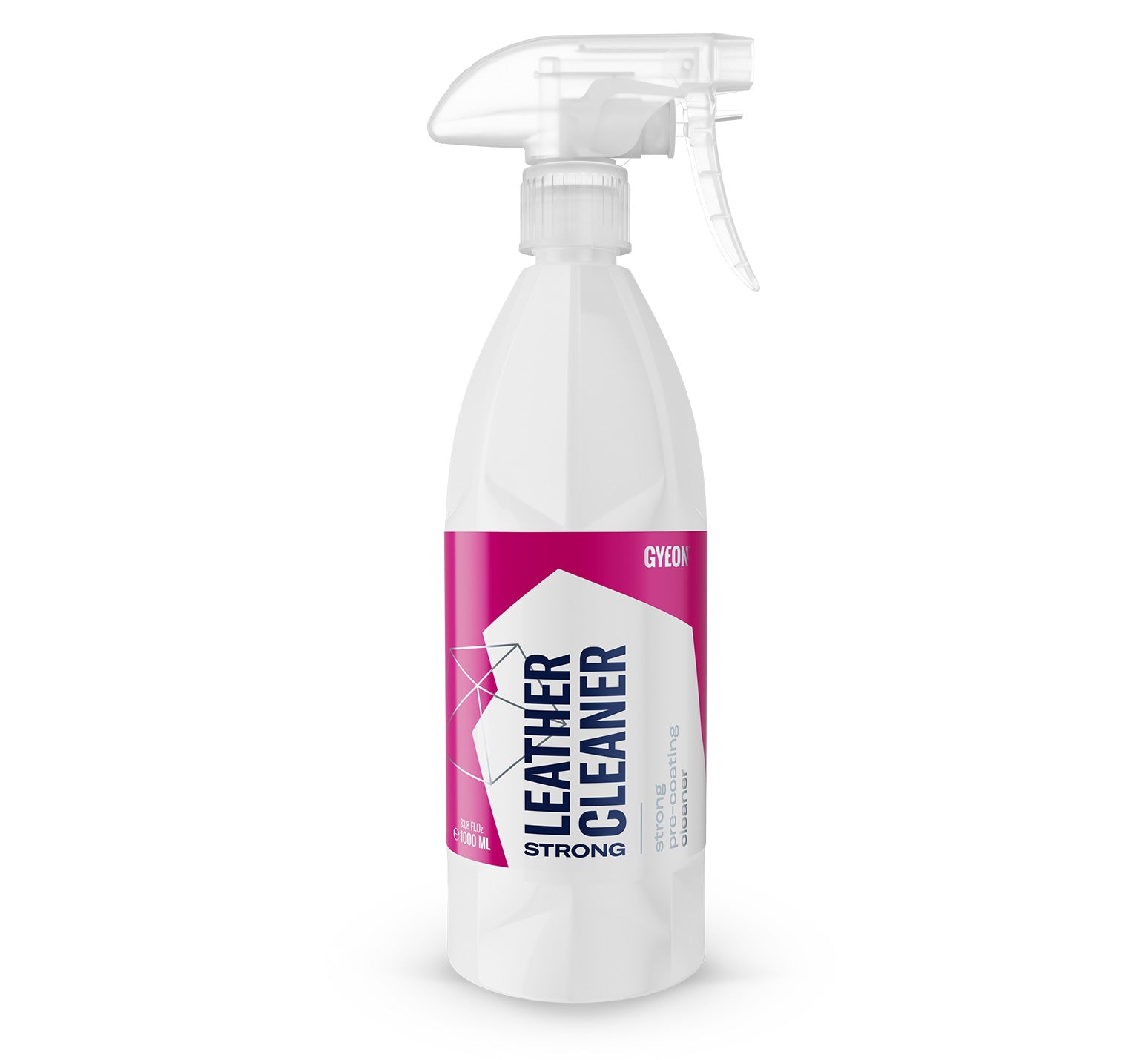 Spray bottle labeled 'Leather Cleaner Strong' on a white background