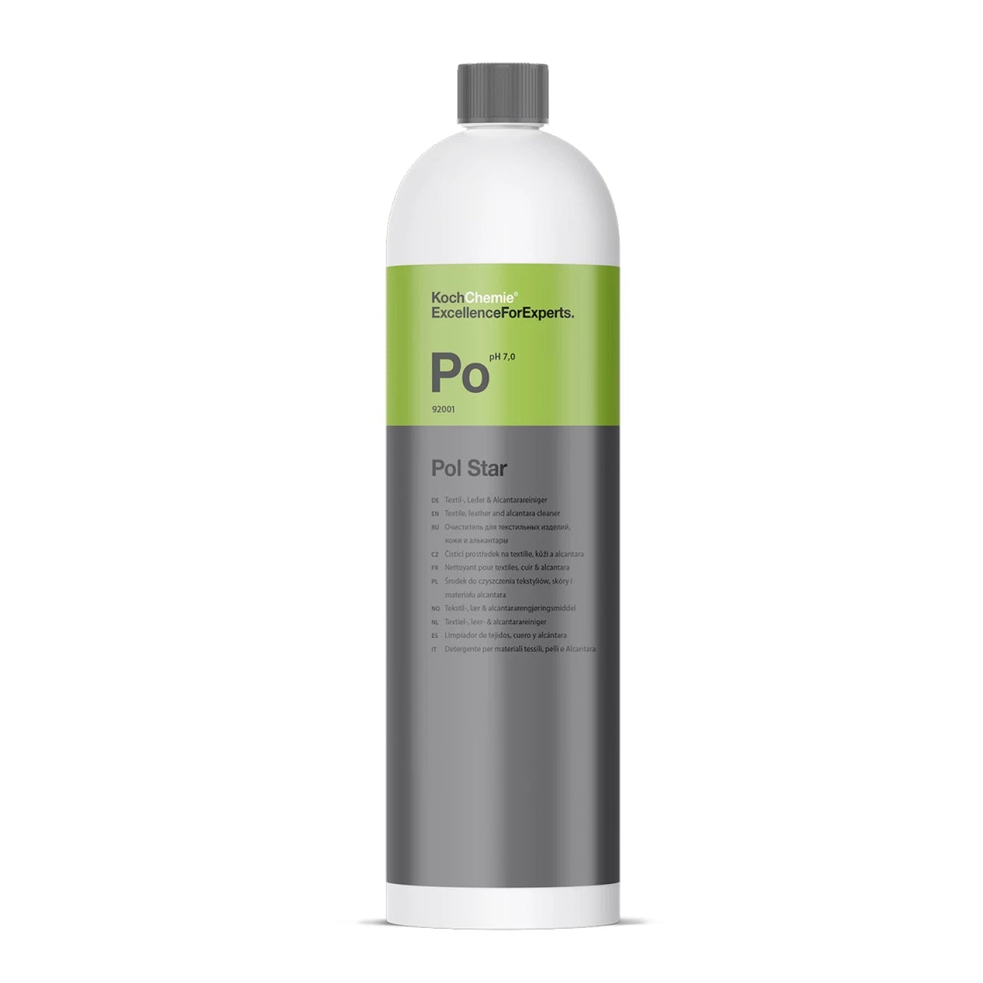 A white bottle labeled 'Koch Chemie Pol Star' with a green and black label, indicating it is a upholstery cleaner.