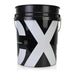 Black and white bucket with a prominent 'X' logo on a white background