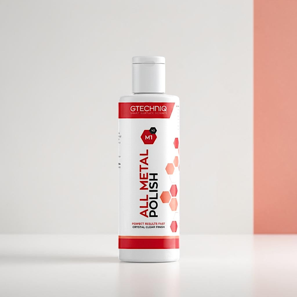 Polished Bliss Gtechniq M1 v2 All Metal Polish bottle for cleaning chrome, stainless steel, and aluminium.