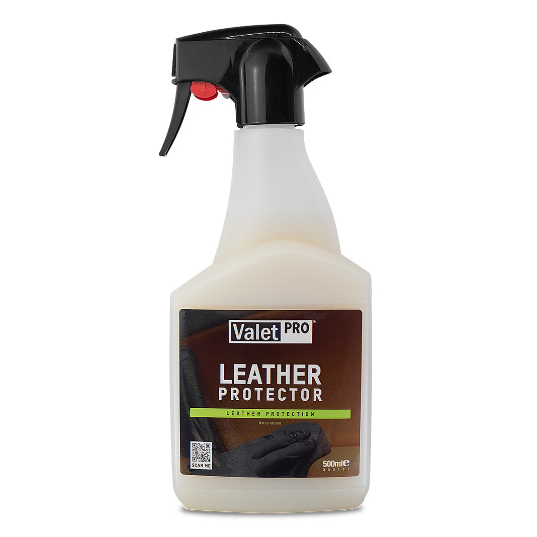 Valet Pro Leather Protector spray bottle on a white background